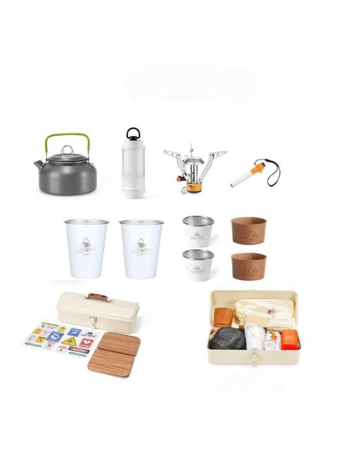 Tradeo Camping Cookware Set with Kettle, Stove, Cups & Storage Box for Outdoor Use - Image 2
